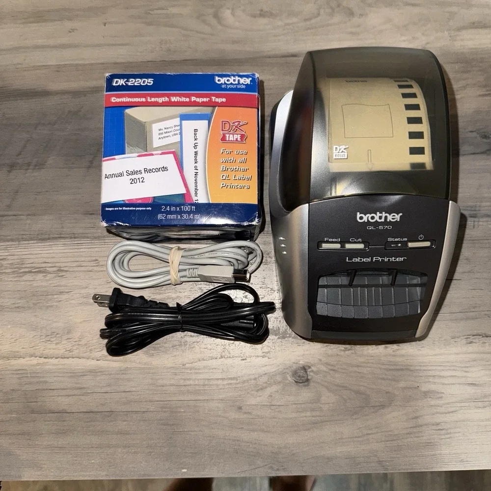 Brother QL-570 Professional Label Printer w/Power Cord s & 1 Extra Roll / Tested